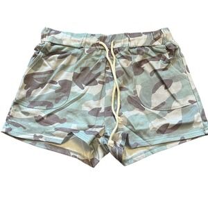Camo Print Lounge Shorts with‎ Drawstring Waist - Casual Comfy Large